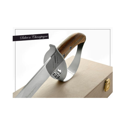 Maserin Champagnersäbel (Edelstahl mit braunem Holzgriff)