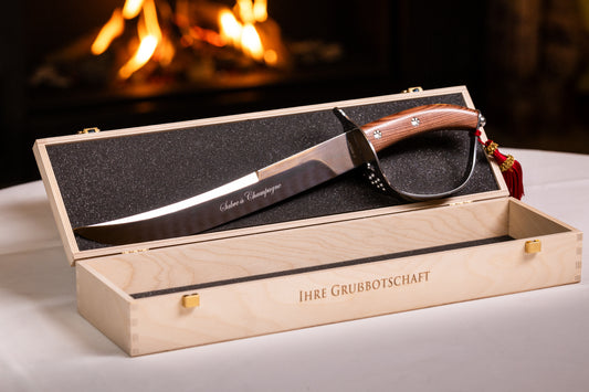 Maserin Champagnersäbel (Edelstahl mit braunem Holzgriff)
